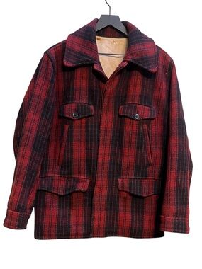 Vintage Weather Wise 50’s hunting Red Black Plaid Wool Jacket - Classic